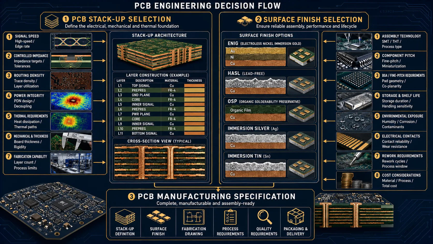 ENGINEERING DECISION FLOWStack-up and surface finish should be selected from the product's electrical, mechanical, environmental and manufacturing requirements.