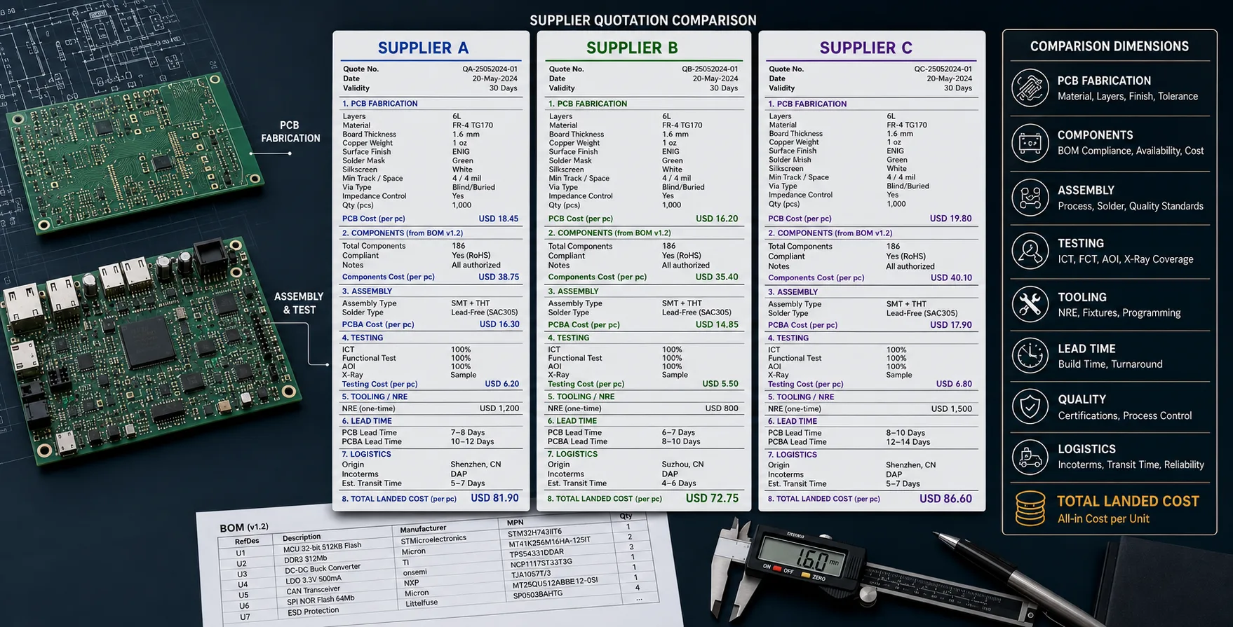 How to Compare PCB/PCBA Supplier Quotes: What Buyers Should Look Beyond the Price