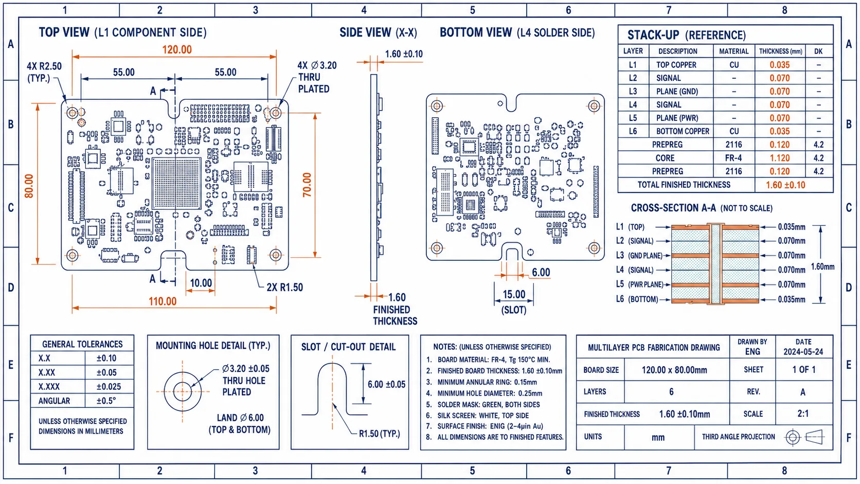 Fabrication DrawingA fabrication drawing provides dimensional, construction and special-process information needed to manufacture the board consistently.