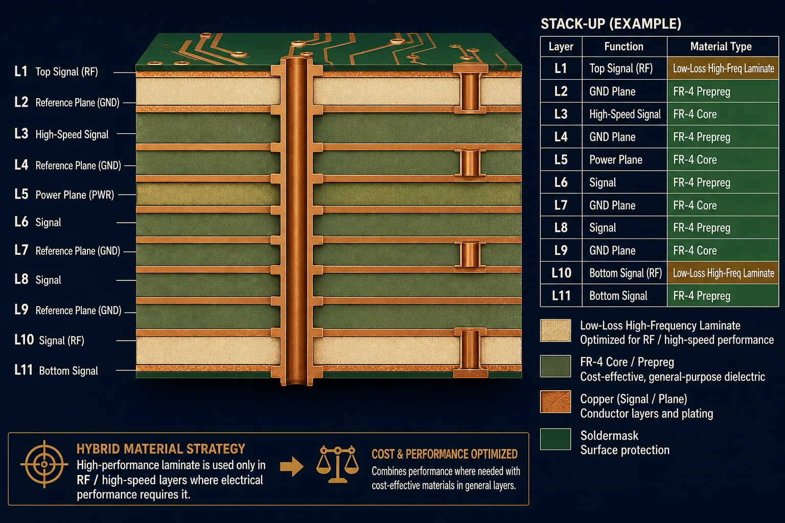 Hybrid PCB Material Construction