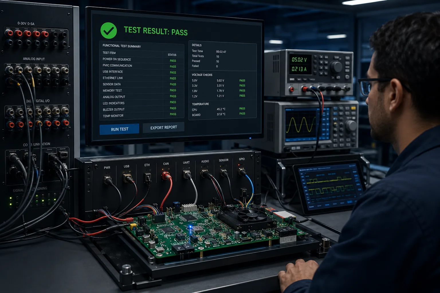 Functional testing of PCB assembly using automated test equipment