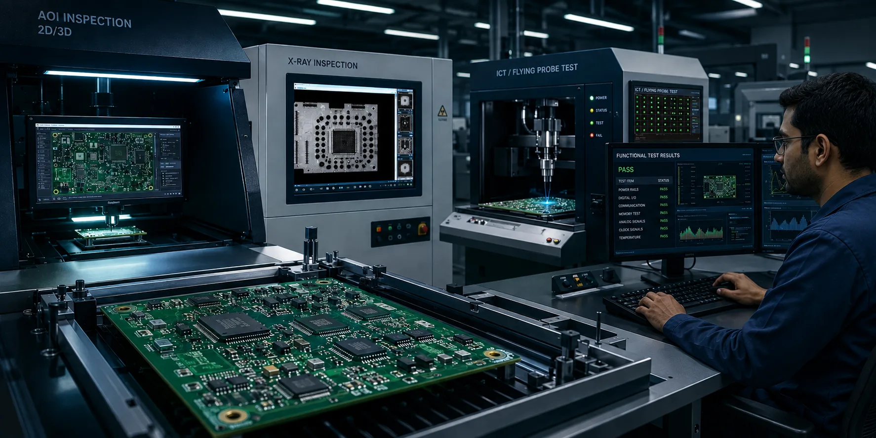 PCB Testing Methods Explained: AOI, X-Ray, ICT, Flying Probe and Functional Testing