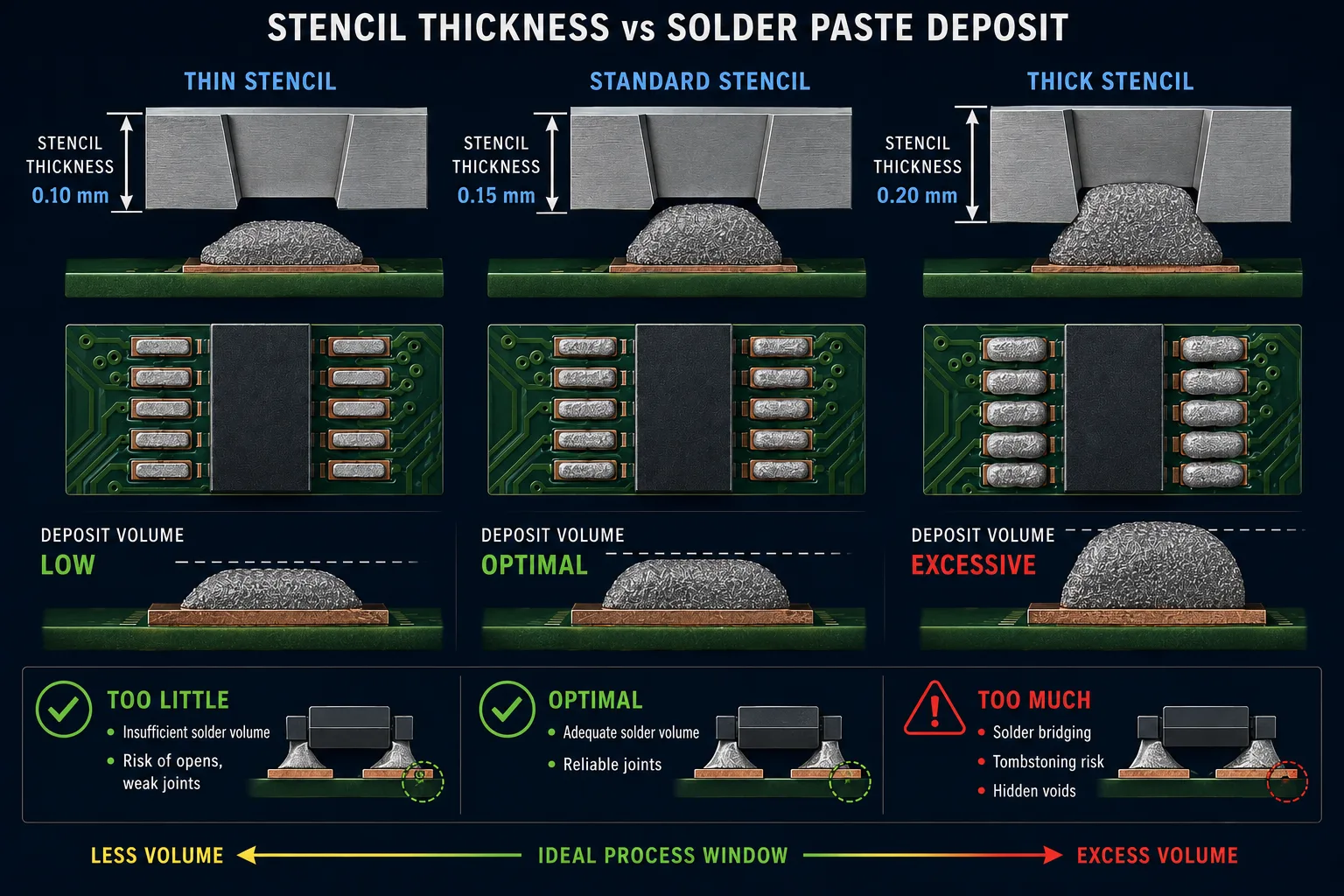 STENCIL THICKNESS AND PASTE VOLUME