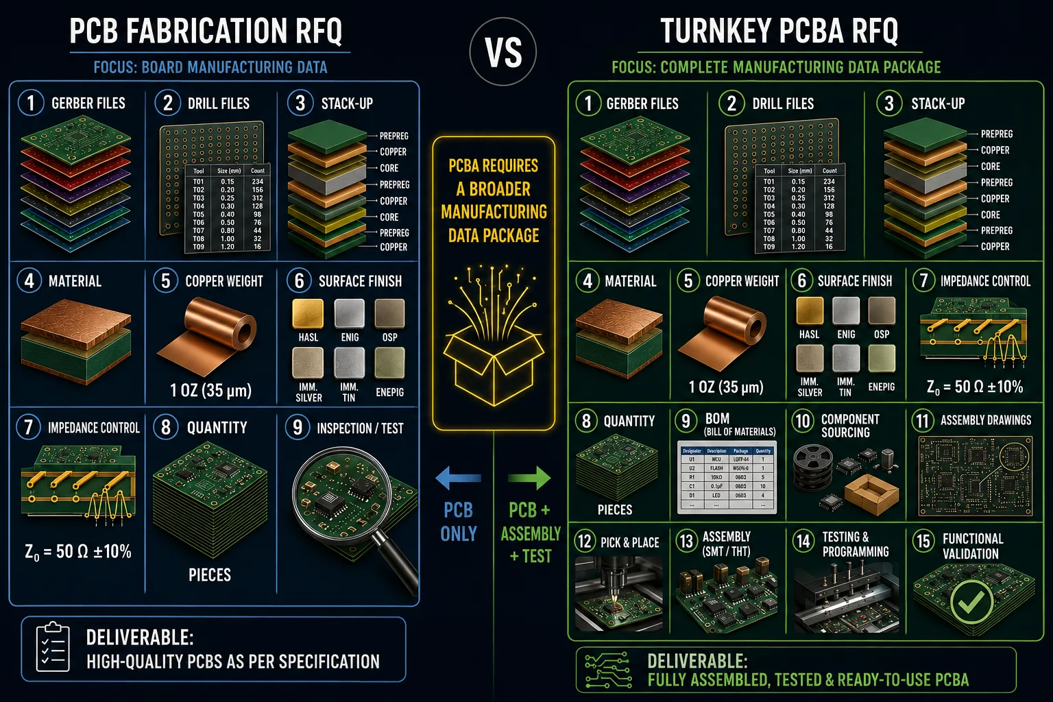 PCB RFQ VS PCBA RFQ